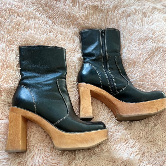 Vintage Steve Madden Platform Boots Wood Heel Size 9 - Picture 4 of 8